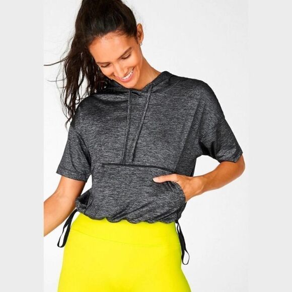 Fabletics Bea Short-Sleeve Hoodie Grey Size Small - Picture 1 of 7